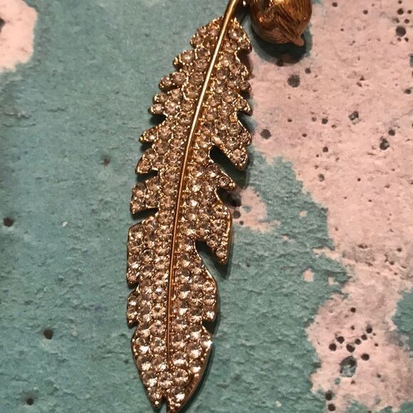 Feather Rhinestone Clip Key Ring - Picture 2 of 4